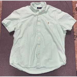Polo Ralph Lauren Short Sleeve Button Down Shirt Mens XXL Light Mint Flesh Pony